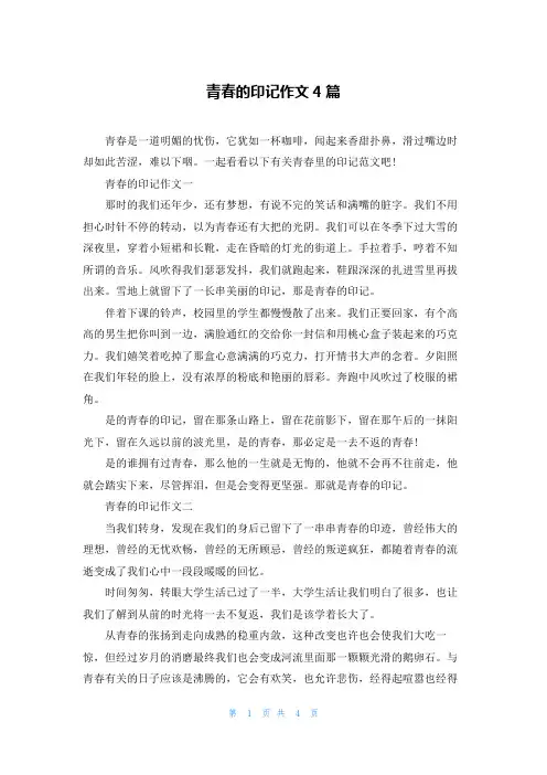 青春的印记作文4篇