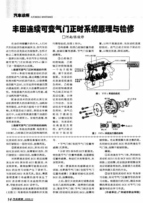 丰田连续可变气门正时系统原理与检修