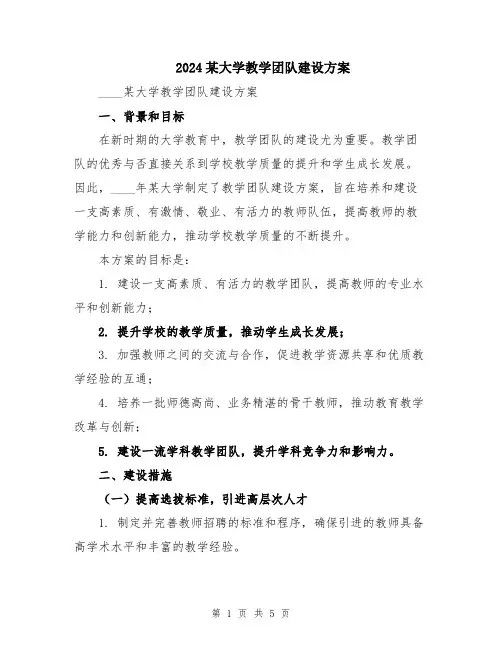 2024某大学教学团队建设方案