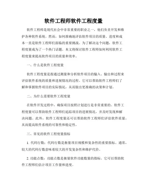 软件工程师软件工程度量