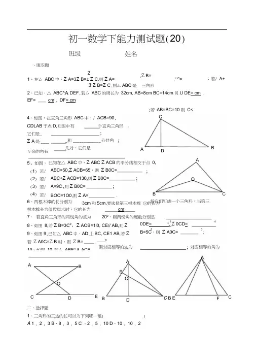 初一数学下能力测试题(20)