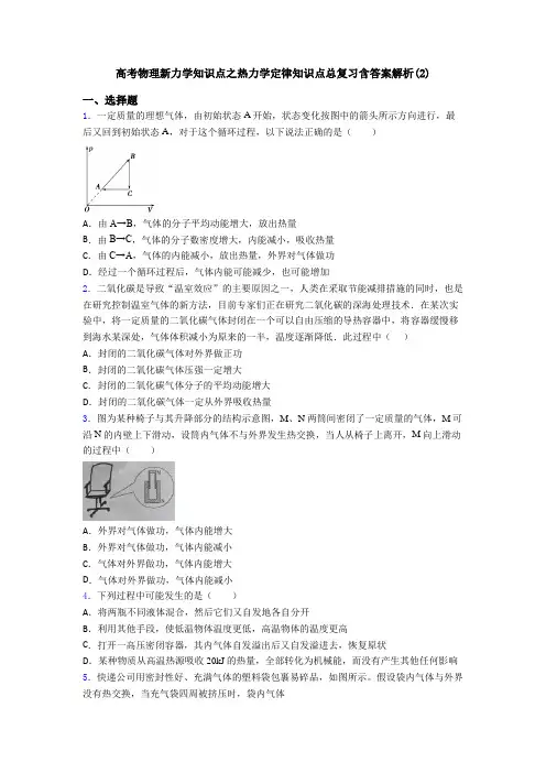 高考物理新力学知识点之热力学定律知识点总复习含答案解析(2)