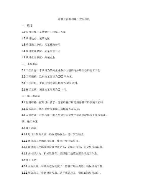 涂料工程基础施工方案模板