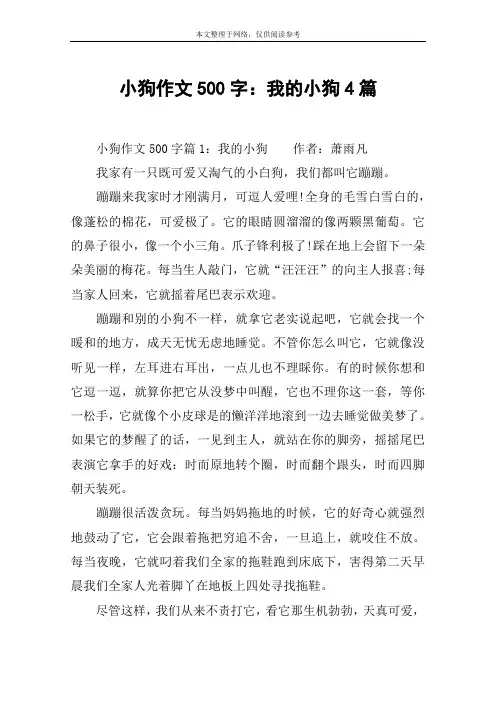 小狗作文500字：我的小狗4篇