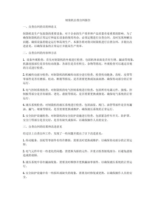 制袋机自查自纠报告