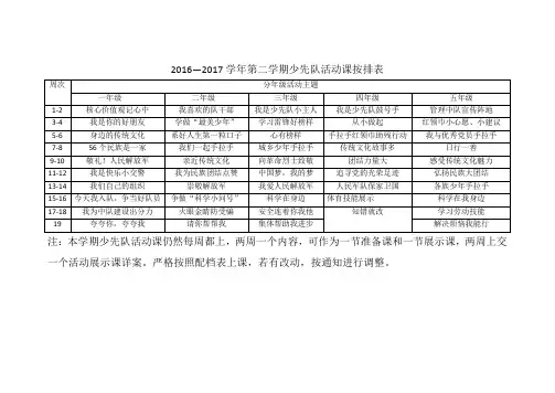 少先队活动课配档表