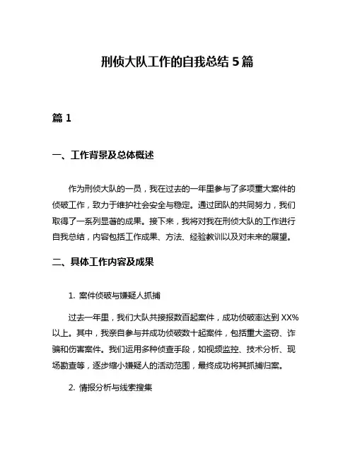 刑侦大队工作的自我总结5篇