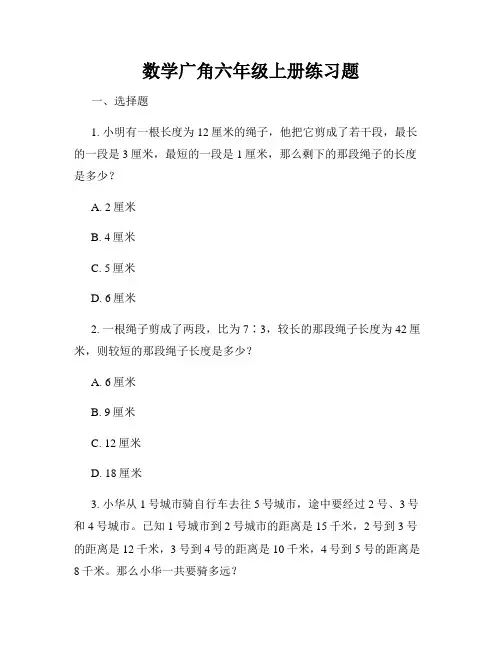 数学广角六年级上册练习题