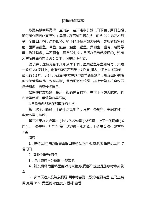 钓鱼地点浦东