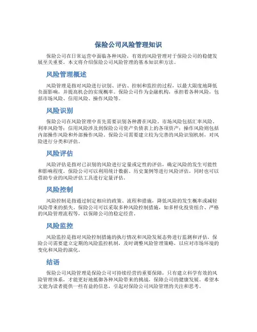 保险公司风险管理知识