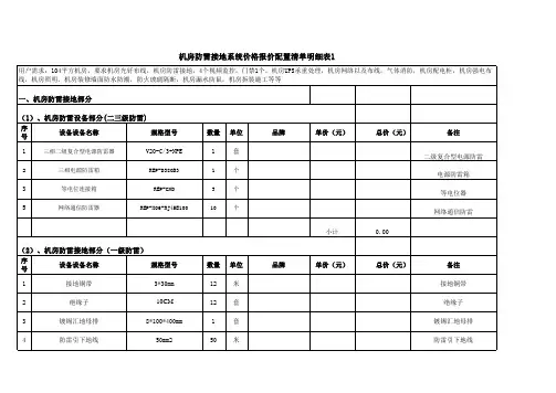 一般机房建设价格报价防雷置清单