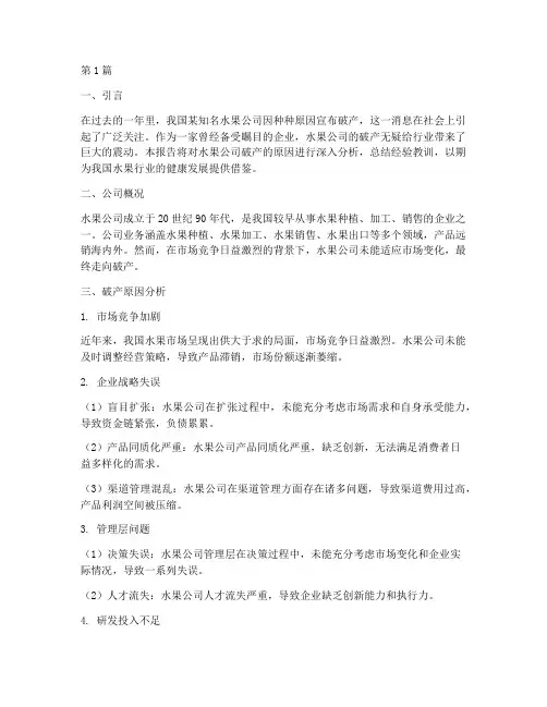 水果公司年度破产总结(3篇)