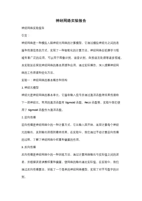 神经网络实验报告