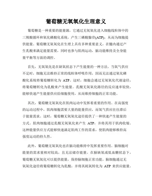 葡萄糖无氧氧化生理意义