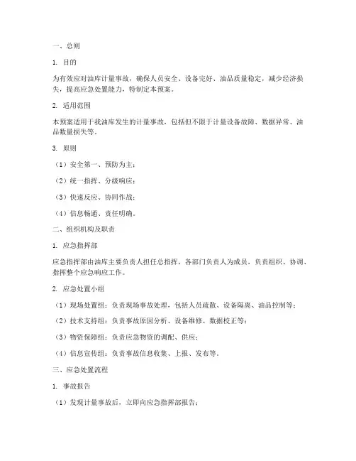 油库计量事故应急预案