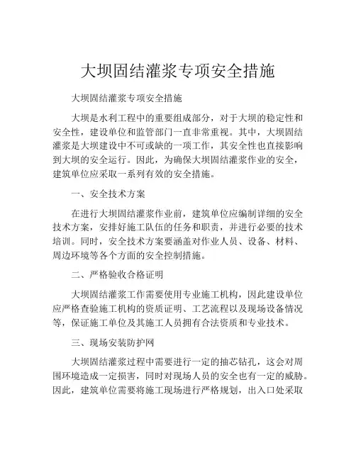 大坝固结灌浆专项安全措施