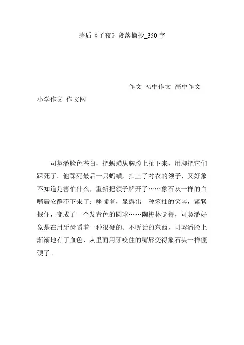 茅盾《子夜》段落摘抄_350字