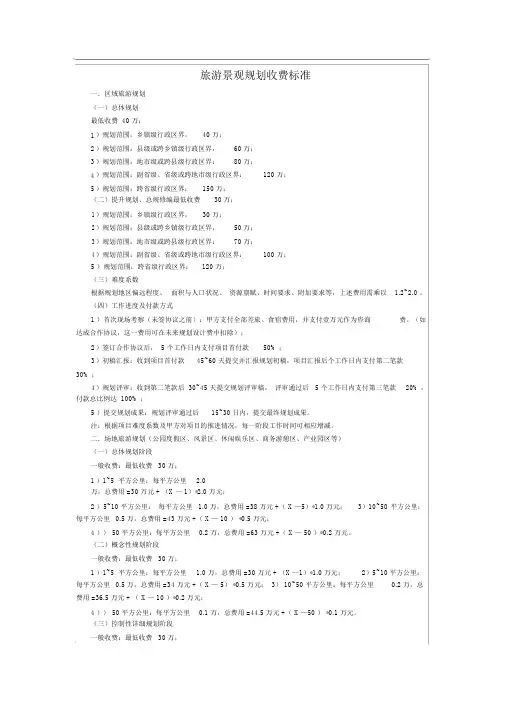 旅游规划收费标准
