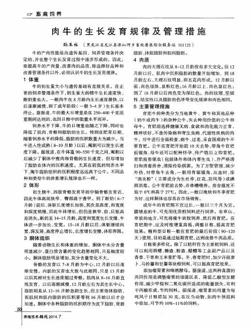 肉牛的生长发育规律及管理措施