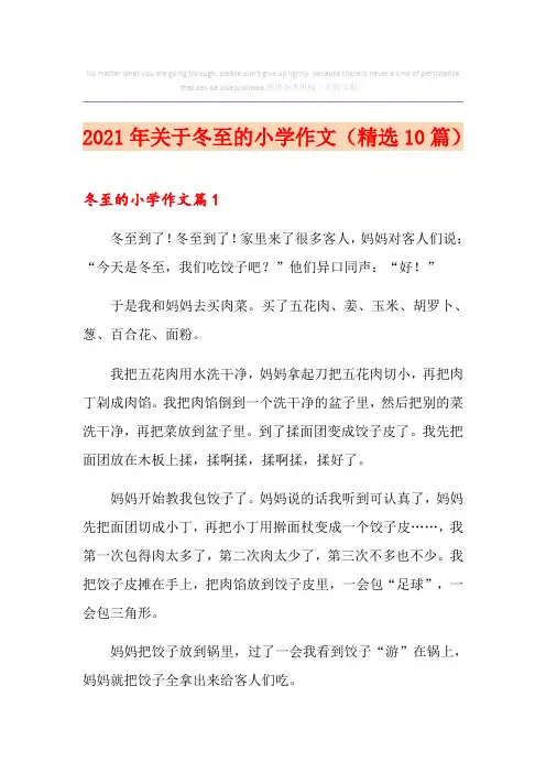 2021年关于冬至的小学作文(精选10篇)