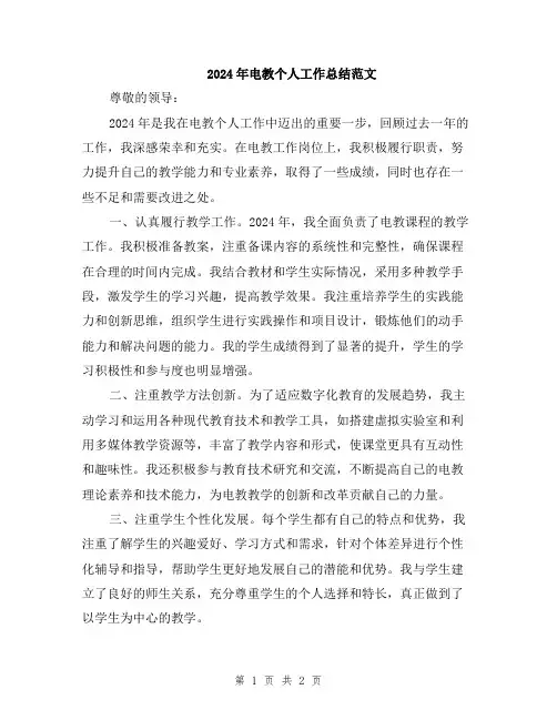 2024年电教个人工作总结范文