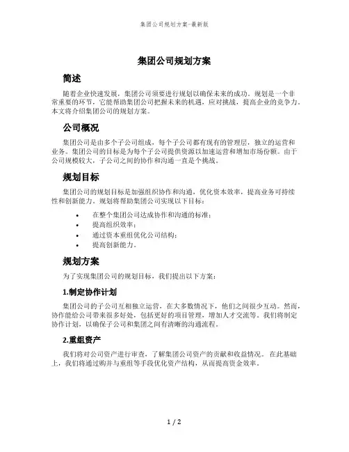 集团公司规划方案-最新版