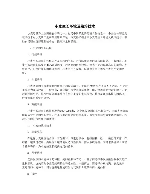 小麦生长环境及栽培技术