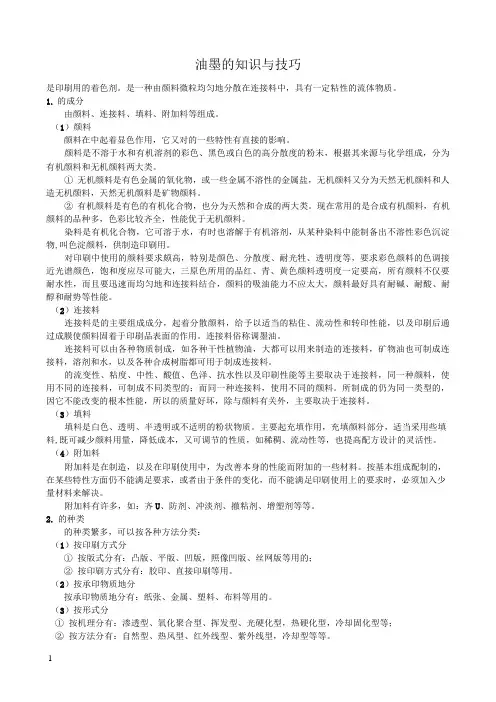 油墨的知识与太阳油墨一览表