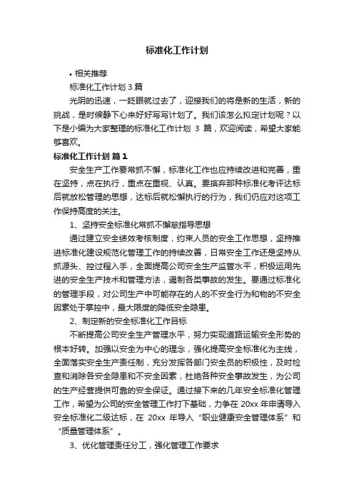标准化工作计划
