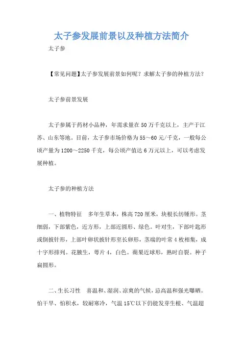 太子参发展前景以及种植方法简介