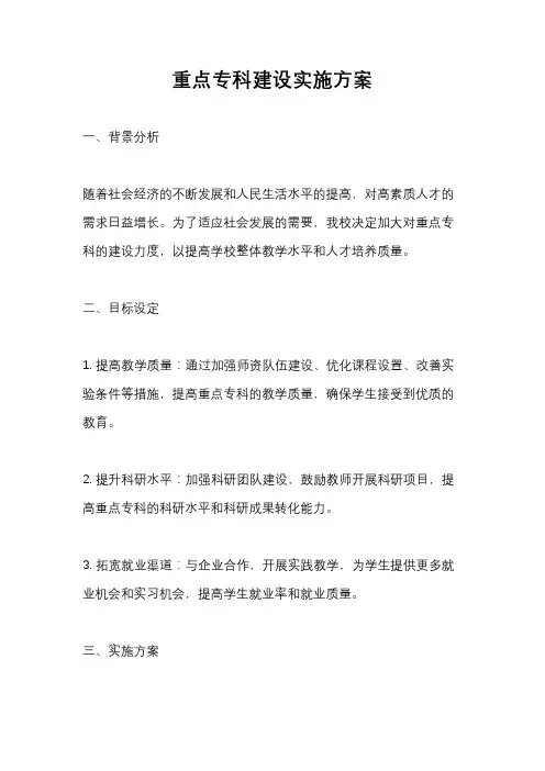 重点专科建设实施方案