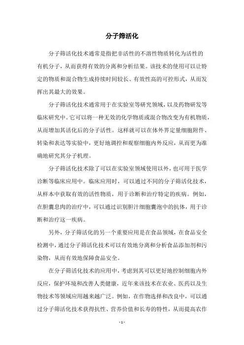 分子筛活化