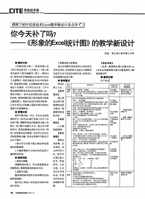 你今天补了吗？——《形象的Excel统计图》的教学新设计
