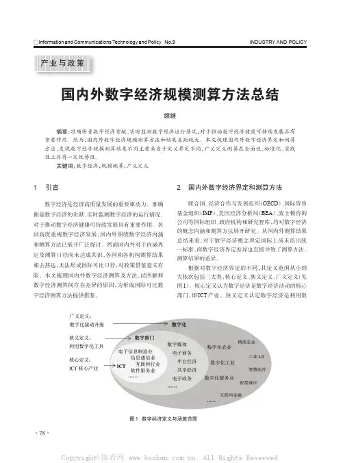 国内外数字经济规模测算方法总结