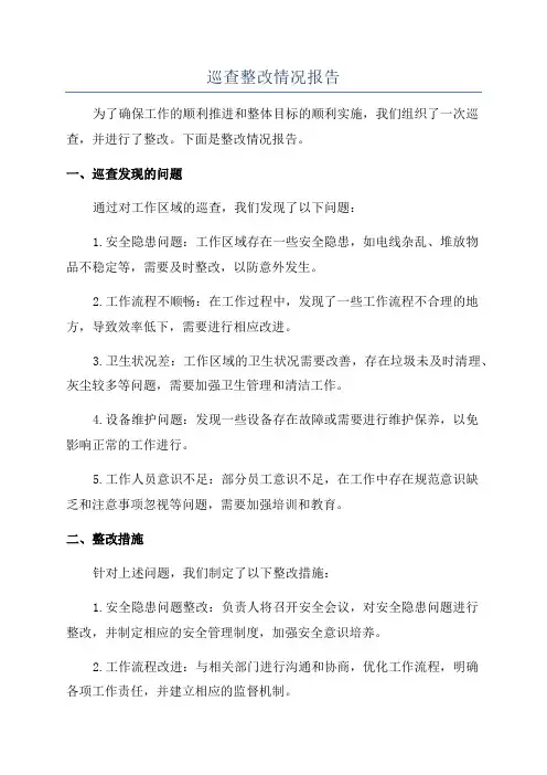巡查整改情况报告