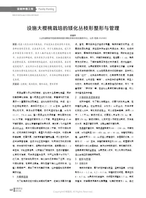 设施大樱桃栽培的矮化丛枝形整形与管理