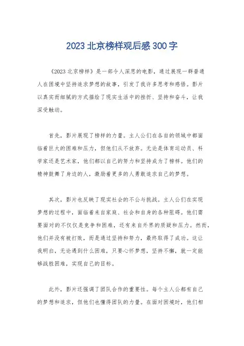 2023北京榜样观后感300字