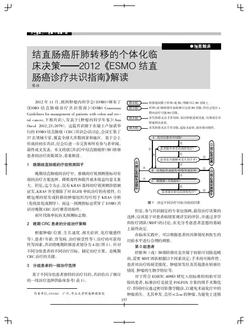 结直肠癌肝肺转移的个体化临床决策——2012《ESMO结直肠癌诊疗共识指南》解读