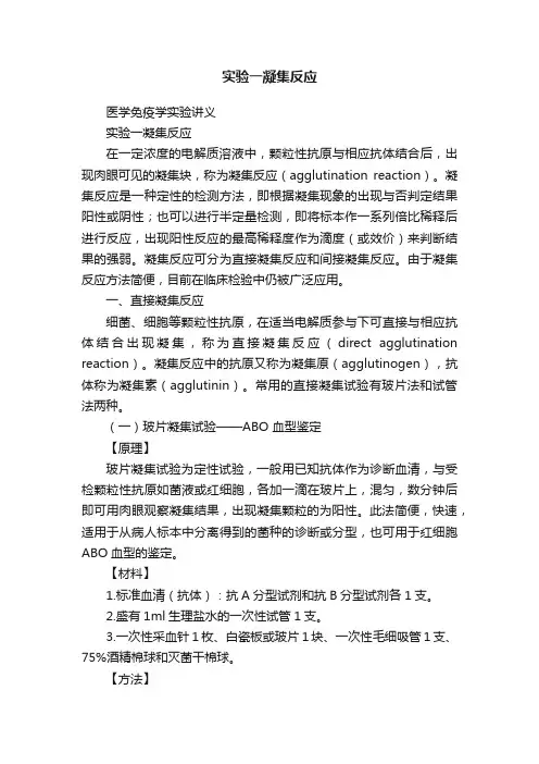 实验一凝集反应