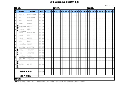 电泳线设备点检及维护记录表