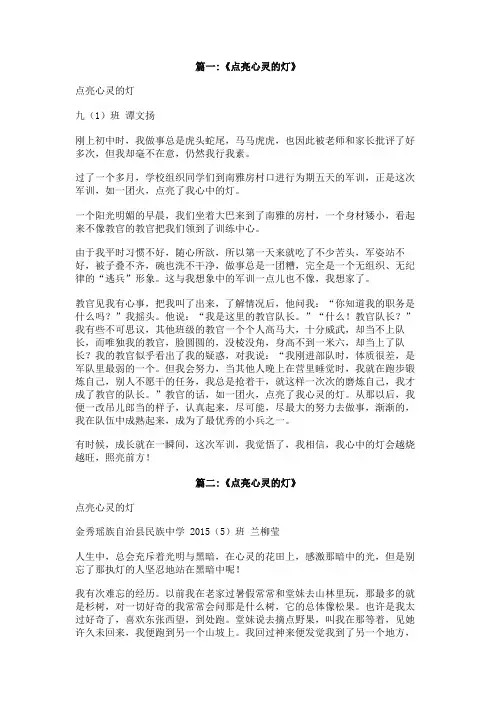 点亮心灵的灯作文600字yilun