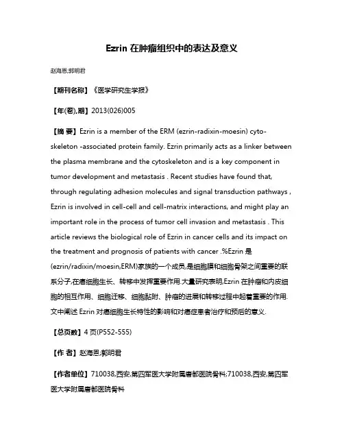 Ezrin在肿瘤组织中的表达及意义