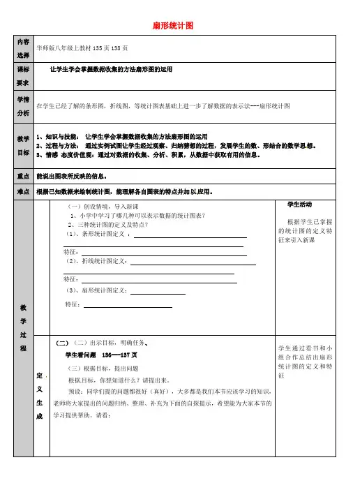 八年级数学上册 15.2 数据的表示 1 扇形统计图教案 (新版)华东师大版