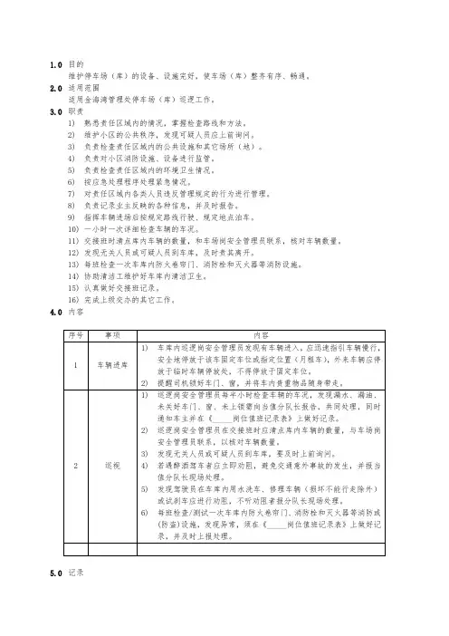 停车场巡逻作业规程