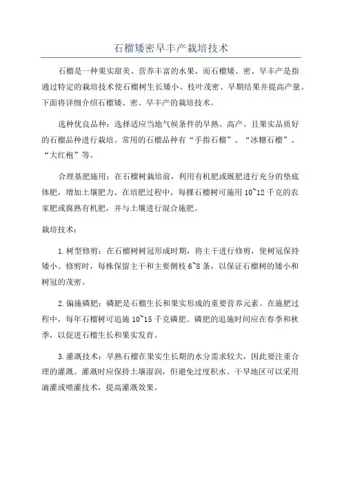 石榴矮密早丰产栽培技术