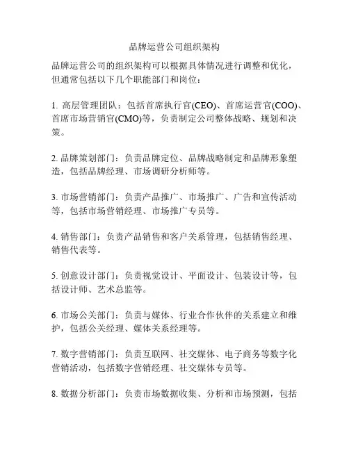 品牌运营公司组织架构