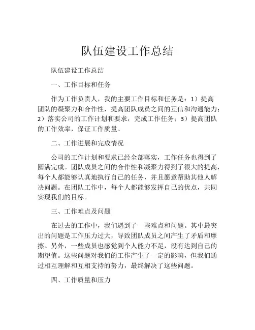 队伍建设工作总结