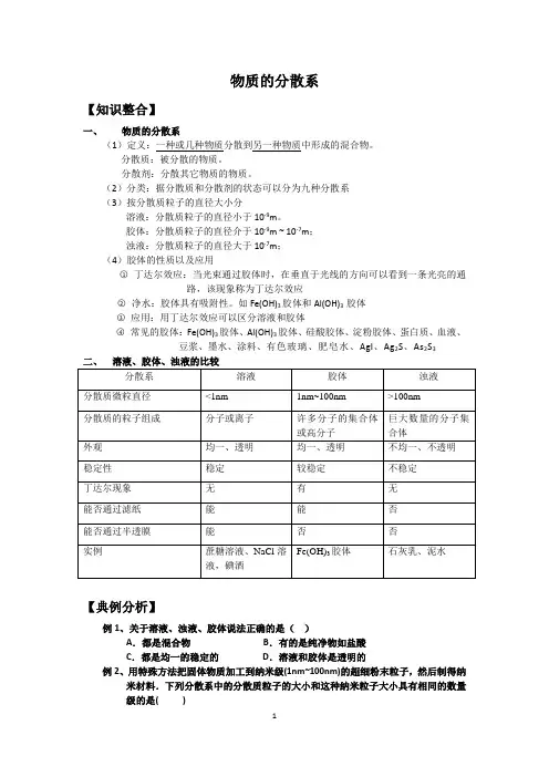 4物质的分散系及溶液、胶体、浊液的比较
