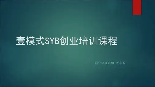 SYB创业培训课程[第一步。第二步。第三步】