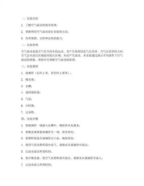 流动空气演示实验报告